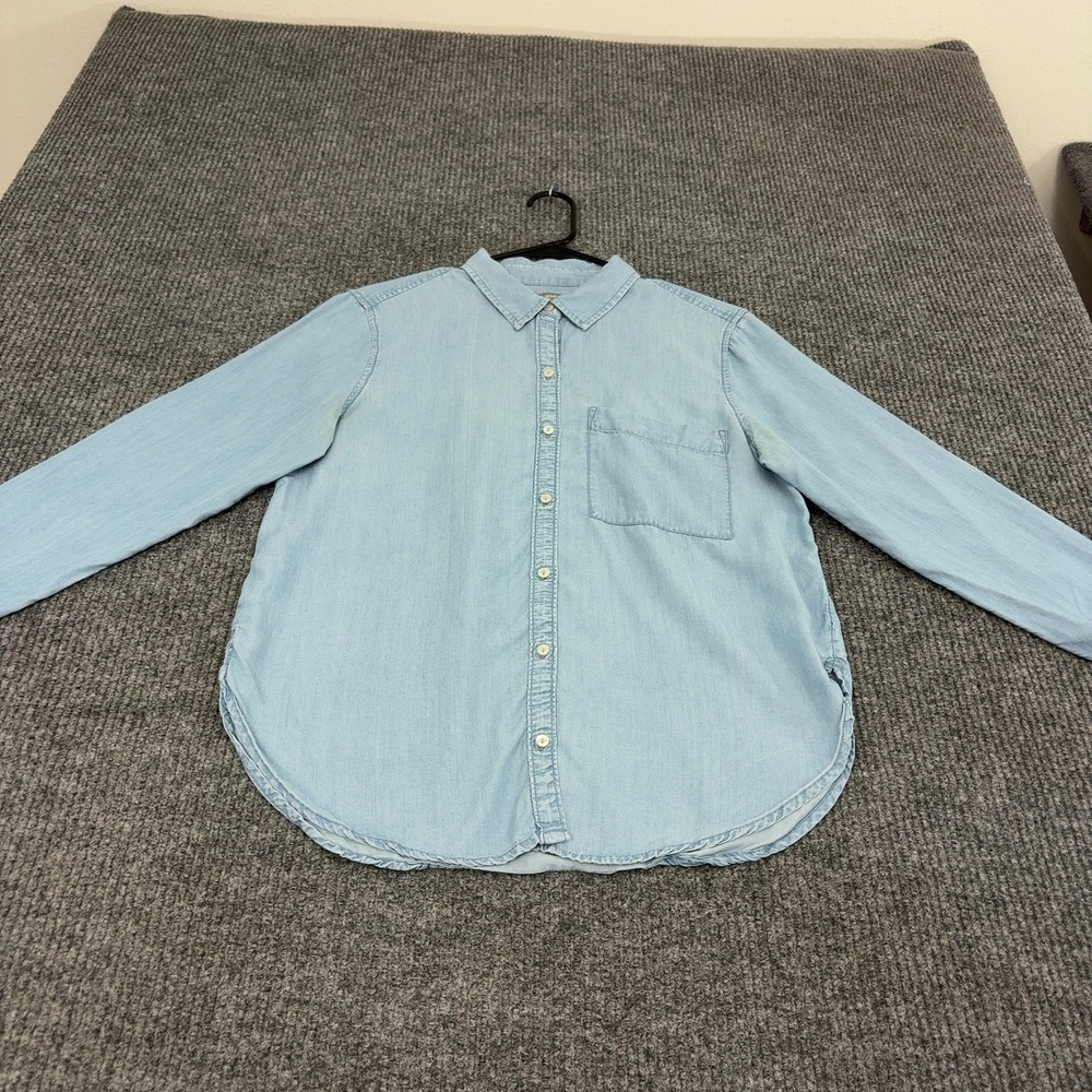 Aerie Button Down Shirt Womens M Light Blue Lyocell Casual Soft Classic
